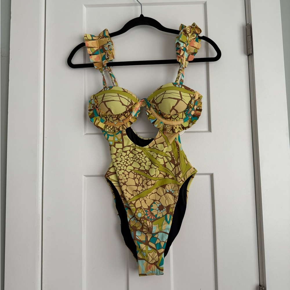 Andrea Iyamah Kuji One-Piece Swimsuit Removable Straps Mosaic Print NEW with tag - Picture 2 of 7